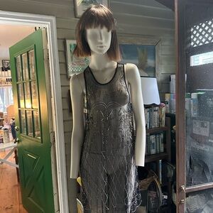 Free People Black Sheer Beaded Tunic  Top dress